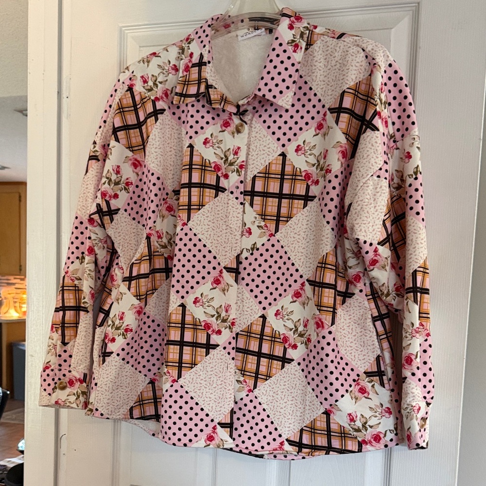 Patchwork Floral Button Down Shirt - image 1